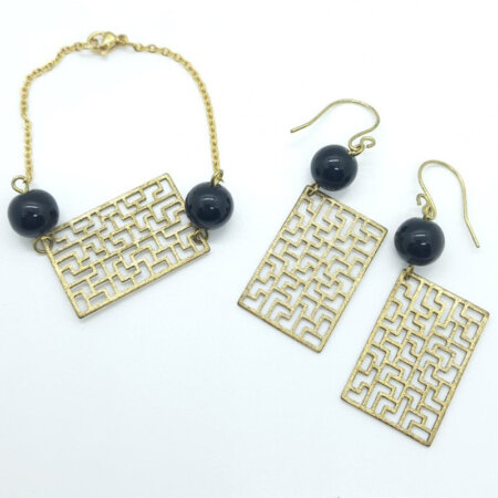 Kallirroi.gr - Χειροποίητο κόσμημα ( φο μπιζού / faux bijoux ) kallirroi.gr DIONI – Set σκουλαρίκια & βραχιόλι χεριού επίχρυσα