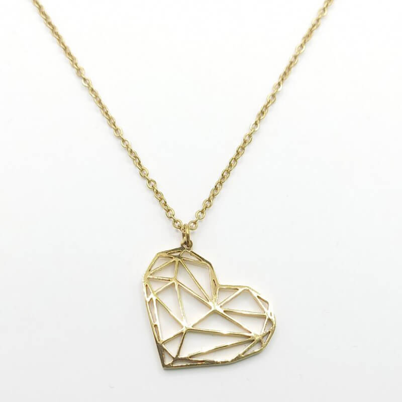 VALERIA jewels kallirroi gr faux bijoux γυναικεία χειροποίητα κοσμήματα κολιέ ατσάλινο αλυσίδας καρδιά χρυσό εντυπωσιακό κλασικό κόσμημα καλλιθέα