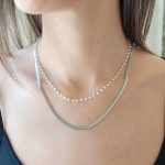 Kallirroi.gr - Χειροποίητο κόσμημα ( φο μπιζού / faux bijoux ) kallirroi.gr AITHIR – Κολιέ ατσάλινο ασημί χρώματος διπλής σειράς